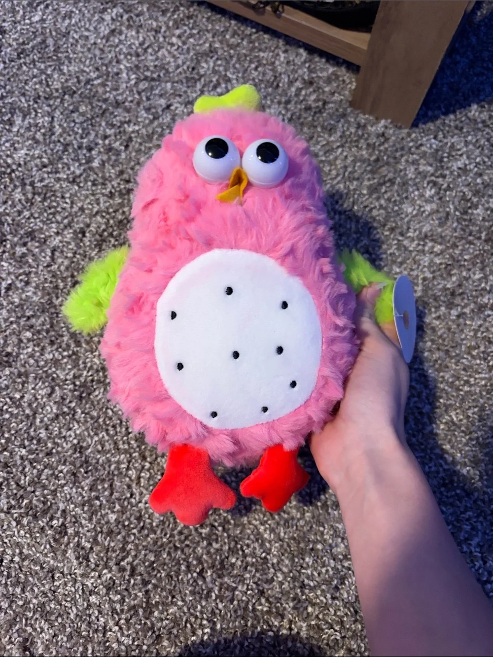 Plush Bird Pet Toy - Pink & Lime Cheery Squeaker